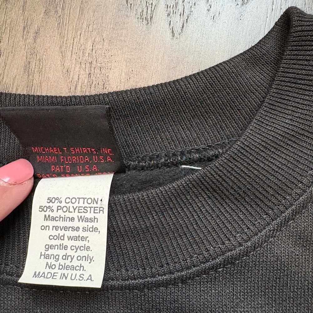 💕 Vintage💕 Diamond Dust Black Crew Neck Sweatshirt Sparkly Graphic Design - Picture 5 of 6